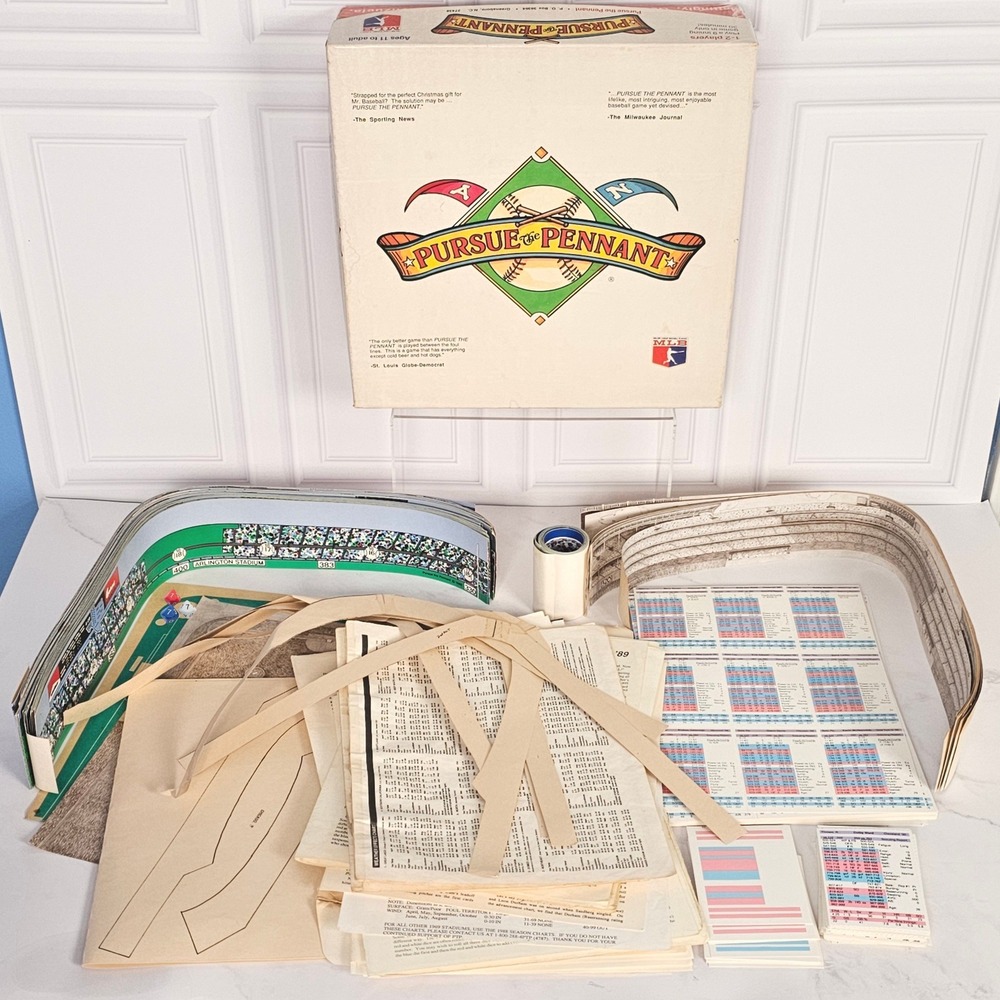 Pursue the Pennant Baseball Board Game MLB 1989 Cards Dice 3D Stadiums Charts